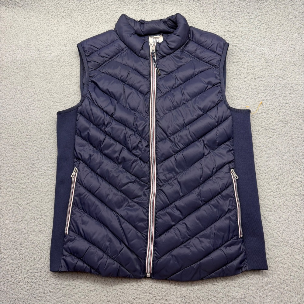 GAP 241093-00 Womens Size Large Navy Blue Full Zip Quilted PrimaLoft Puffer Vest